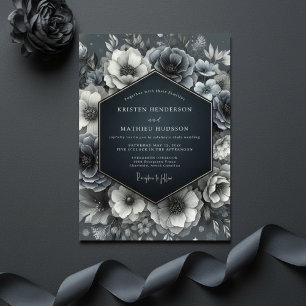 Convite Casamento Flor de Azul Ardósia