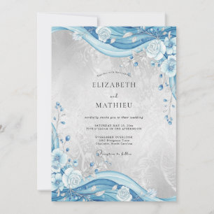 Convite Casamento Flor de Azure Prata
