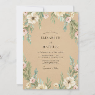 Convite Casamento Flor de Bege