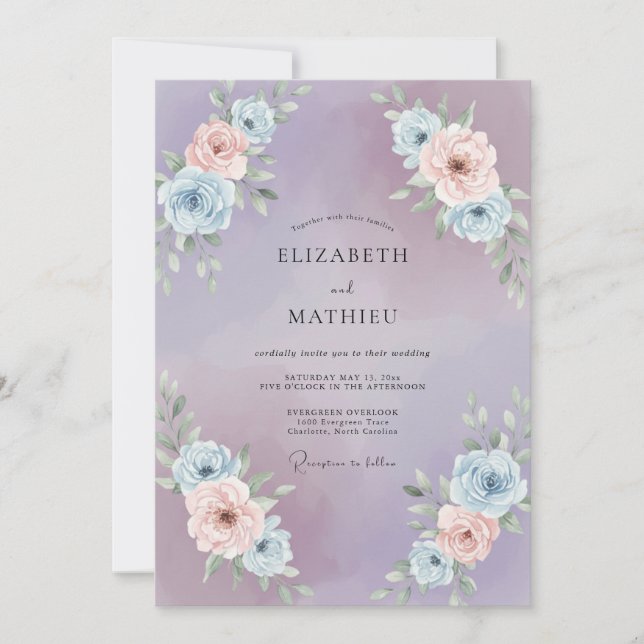 Convite Casamento Flor de Bege Âmbar (Frente)