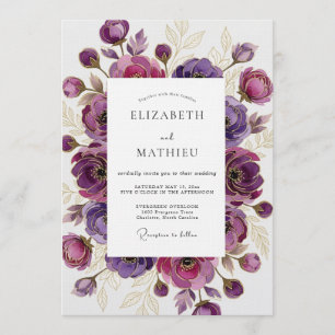 Convite Casamento Flor de Bloom Etéreo Roxo