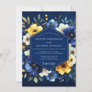 Convite Casamento Flor de Bloom Luminoso Índigo