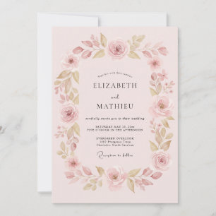 Convite Casamento Flor de Blossom Etéreo Rosa Pálido