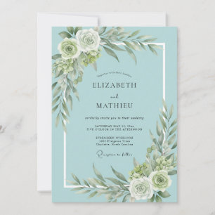 Convite Casamento Flor de Blossom Teal Soft