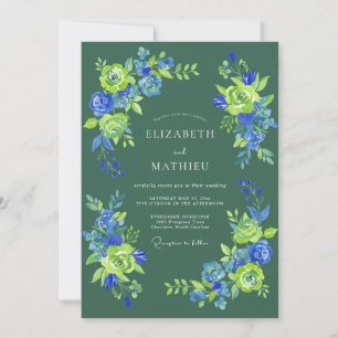 Convite Casamento Flor de Blossom Verde Floresta