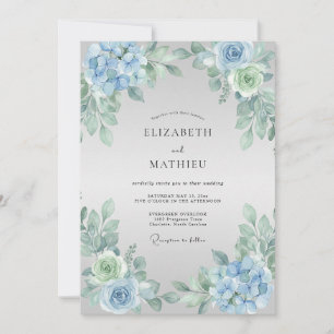 Convite Casamento Flor de Blue Blossom