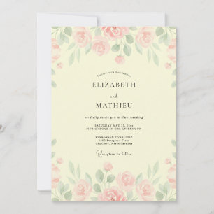Convite Casamento Flor de Blush Cremoso