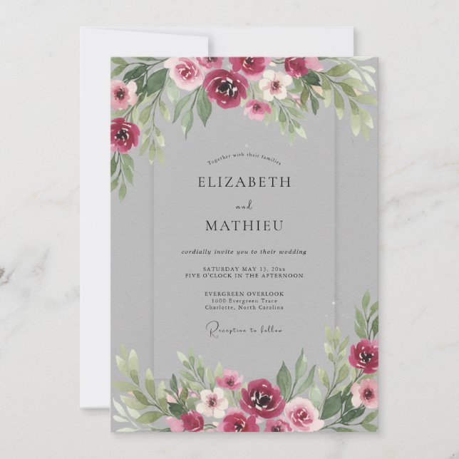 Convite Casamento Flor de Borgonha (Frente)