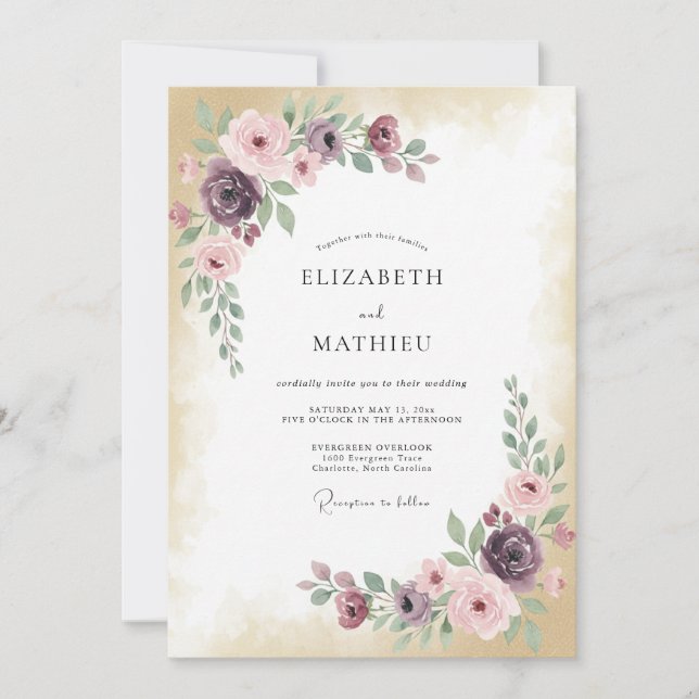 Convite Casamento Flor de Borgonha (Frente)