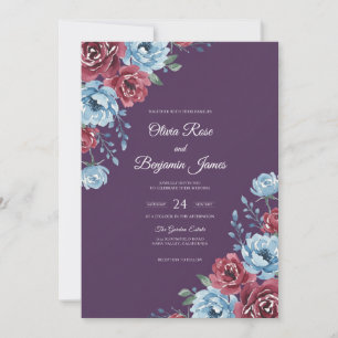 Convite Casamento Flor de Borgonha Ameixa