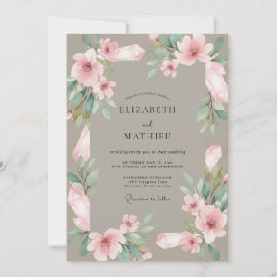 Convite Casamento Flor de Borla Bege