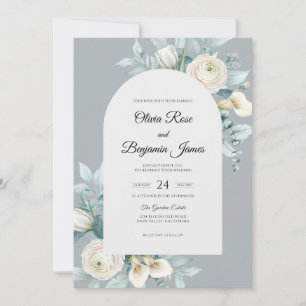 Convite Casamento Flor de Branca Ardósia