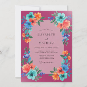 Convite Casamento Flor de Campo Água Magenta