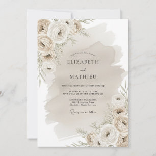 Convite Casamento Flor de Campo Bege