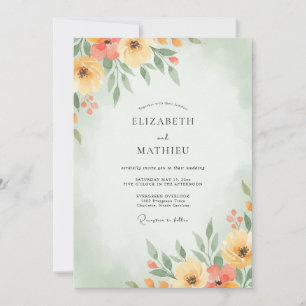 Convite Casamento Flor de Campo com Manteiga de Pêssego