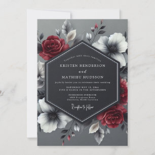 Convite Casamento Flor de Carmesim e Carvão