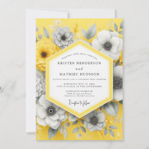 Convite Casamento Flor de Carvão Açafrão
