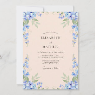 Convite Casamento Flor de Centáurea Champanhe
