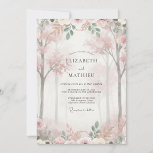 Convite Casamento Flor de Cerejeira Blush