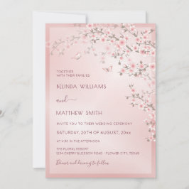 Convite Casamento Flor de Cerejeira Rosa Rubor