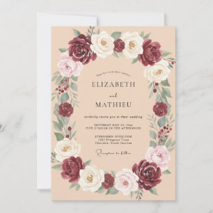 Convite Casamento Flor de Champagne Borgonha