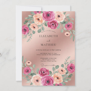 Convite Casamento Flor de Champagne Magenta
