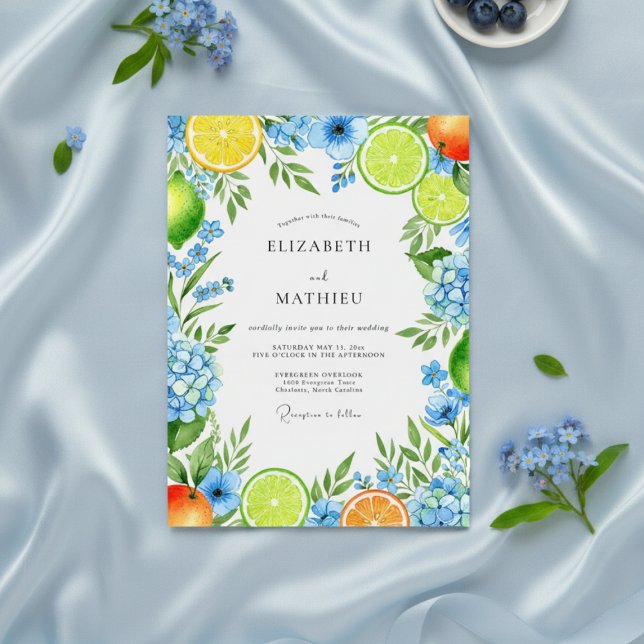 Convite Casamento Flor de Citrino Azul (Criador carregado)
