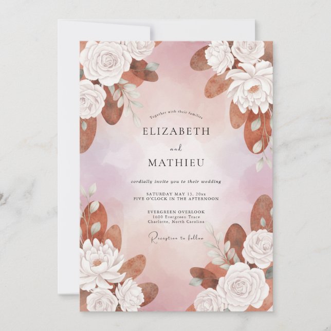 Convite Casamento Flor de Cobre Malva (Frente)