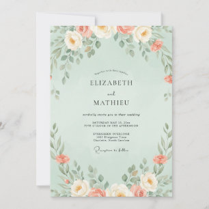 Convite Casamento Flor de Coral Menta