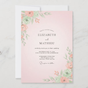 Convite Casamento Flor de Coral Quente