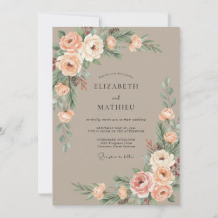 Convite Casamento Flor de Coral Suave