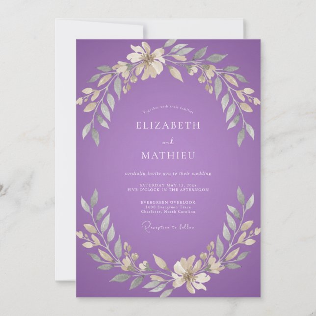 Convite Casamento Flor de Creme Âmbar (Frente)
