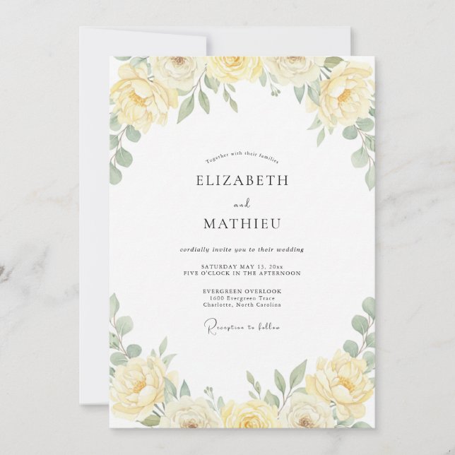 Convite Casamento Flor de Creme de Manteiga (Frente)
