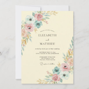 Convite Casamento Flor de Creme Dourada