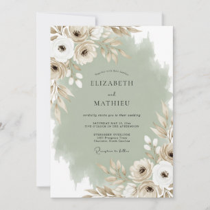 Convite Casamento Flor de Creme Etéreo