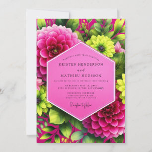 Convite Casamento Flor de Dália Magenta