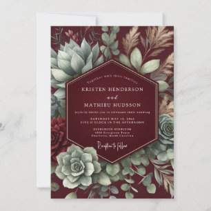 Convite Casamento Flor de Deserto Carmesim
