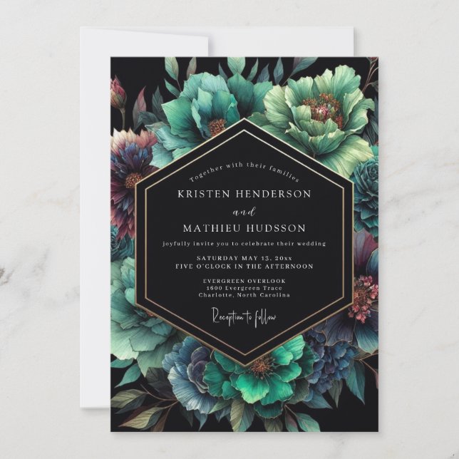 Convite Casamento Flor de Ébano Noir (Frente)