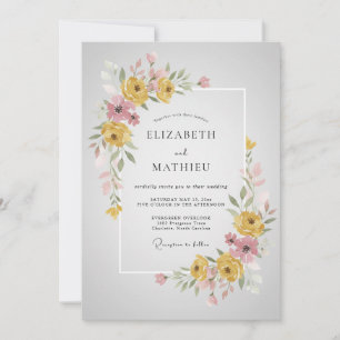Convite Casamento Flor de Elegância Amarela