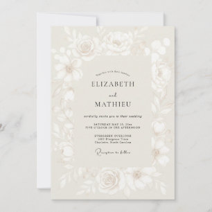 Convite Casamento Flor de Elegância em Marfim