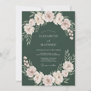 Convite Casamento Flor de Esmeralda Escura