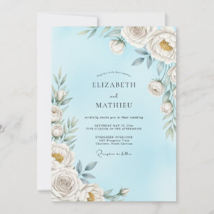 Convite Casamento Flor de Éter Azul Céu