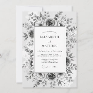 Convite Casamento Flor de Éter Cinza