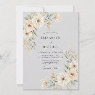 Convite Casamento Flor de Éter Ivory