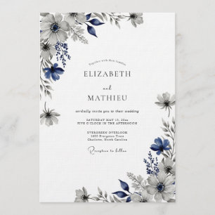 Convite Casamento Flor de Éter Naval