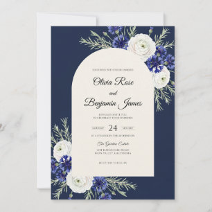 Convite Casamento Flor de Eucalipto Branca à Meia-Noite