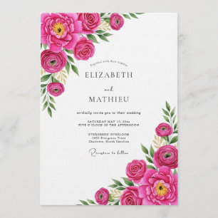 Convite Casamento Flor de Fuchsia Pintada