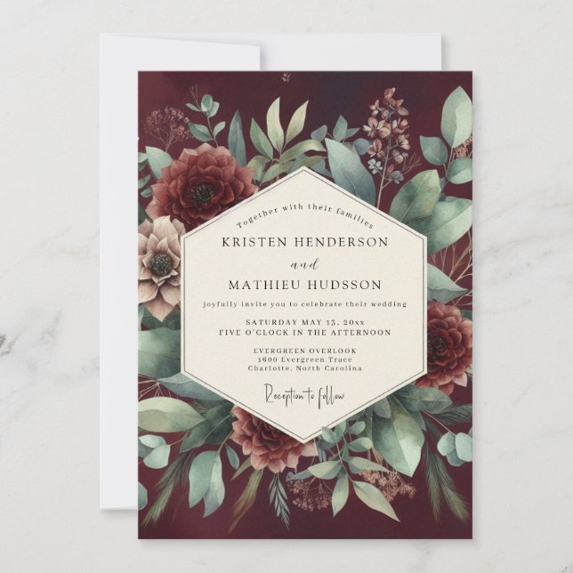 Convite Casamento Flor de Garnet Vesperal (Frente)