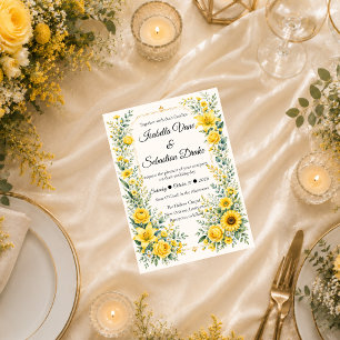 Convite Casamento Flor de Girassol do Outono Radiante