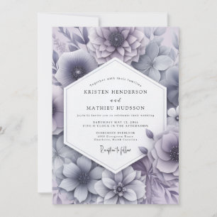 Convite Casamento Flor de glicínias enevoada